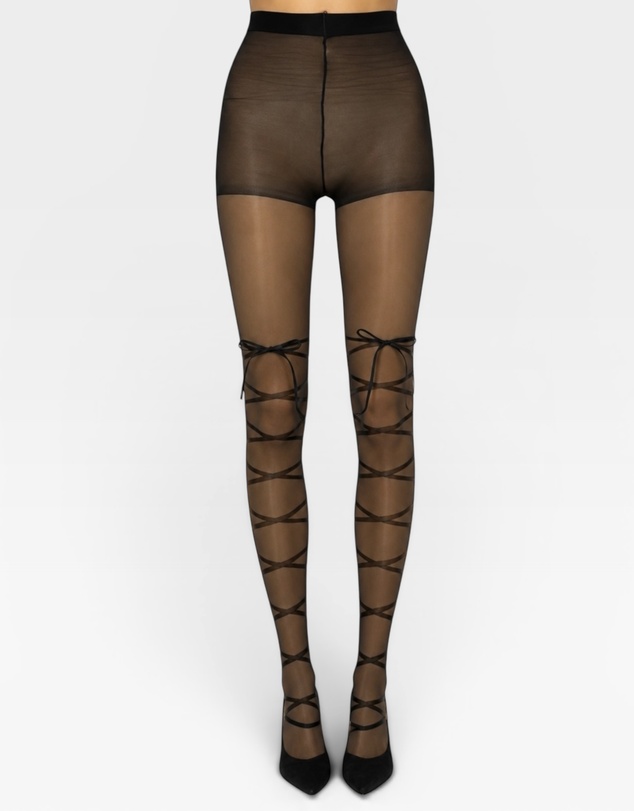 High Heel Jungle - Satin Bow Lace Up Tights