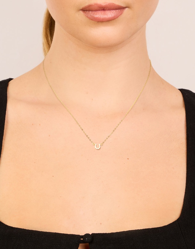 Lovisa - Gold Plated Sterling Silver Cubic Zirconia Horseshoe Necklace