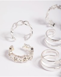 Lovisa - Silver Starry Heart Cuff Earring 8-Pack