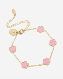 Lovisa - Waterproof Gold Plated Stainless Steel Light Pink Petal Flower Charm Bracelet
