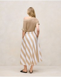 Trenery - Cabana Stripe Skirt in Sand