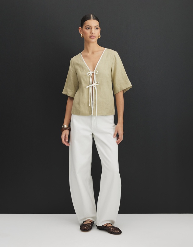 AERE - Sloane Tie Front Shirt