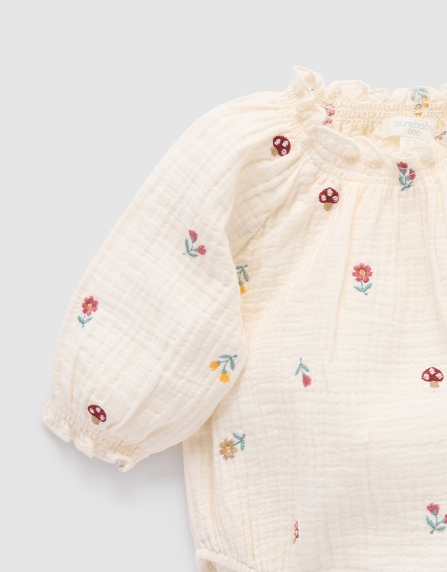 Purebaby - Embroidered Bodysuit -Kids-Babies