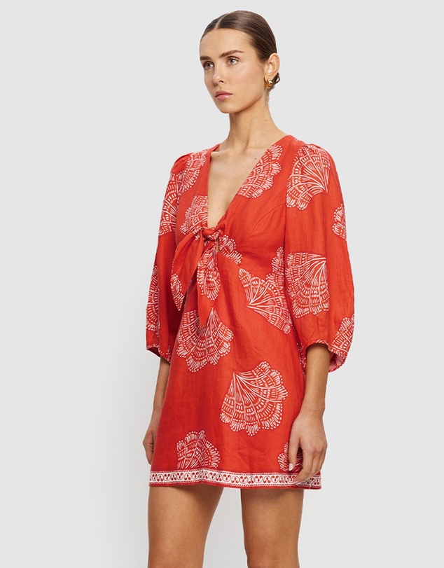 KIVARI - Indira Tie Front Mini Dress