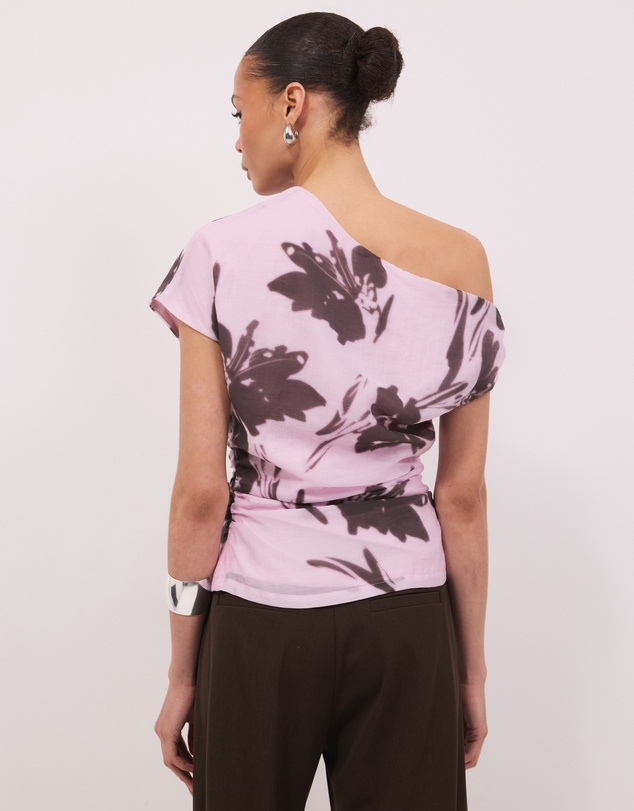 Calli - Lola Asymmetrical Floral Print Draped Top