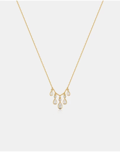 Ania Haie - Gold Bezel-Set Teardrop Cascade Necklace
