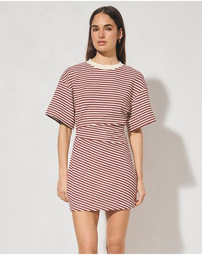 Burgandy Cream Stripe