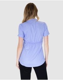 Angel Maternity - Maternity & Nursing Blouse Work Top - Blue