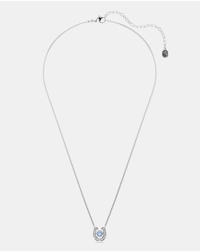 Swarovski - Symbolica Pendant, Round Cut, Pav, Horseshoe, Blue, Rhodium Plated