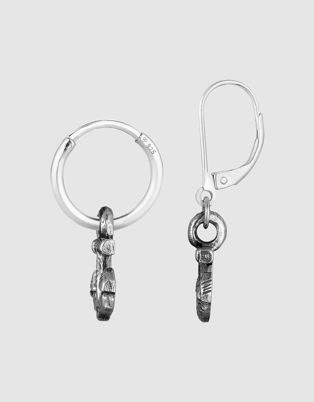 Haze & Glory - ICONIC EXCLUSIVE - Oxidised Anchor Hoop Earrings in 925 Silver