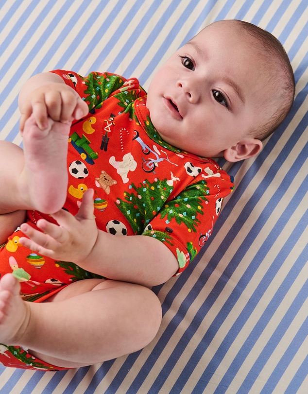 Kip&Co - Christmas Toys Organic Short Sleeve Romper - Babies