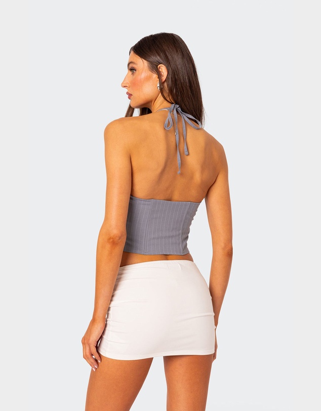 EDIKTED - Lace Up Pinstripe Corset