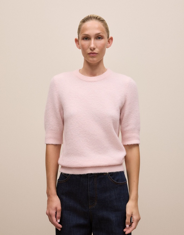 Trenery - Alpaca Merino Blend T-shirt in Rose Quartz