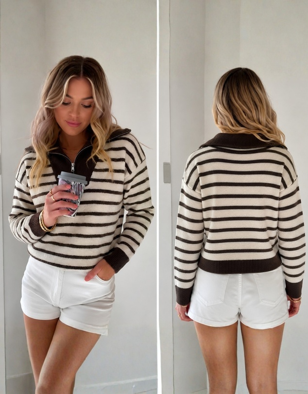 Esther & Co - Tanner Knit - Choc Stripe