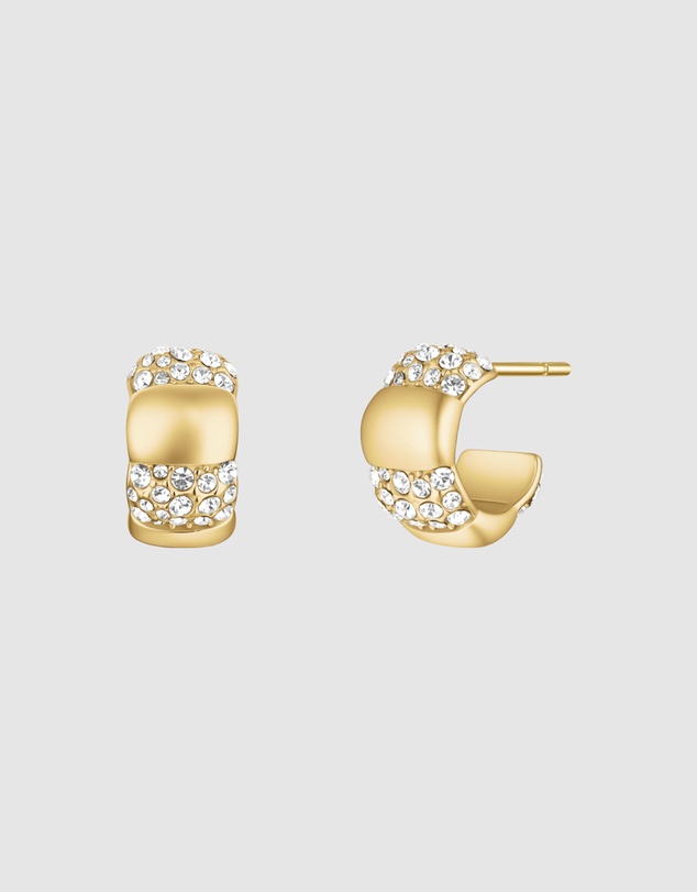 Rosefield - Striped Pavé Crystal Gold-Tone Huggie Earrings