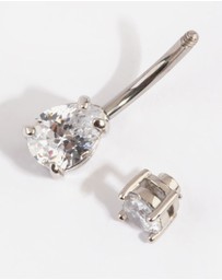 Lovisa - Titanium Pear Diamante Belly Bar