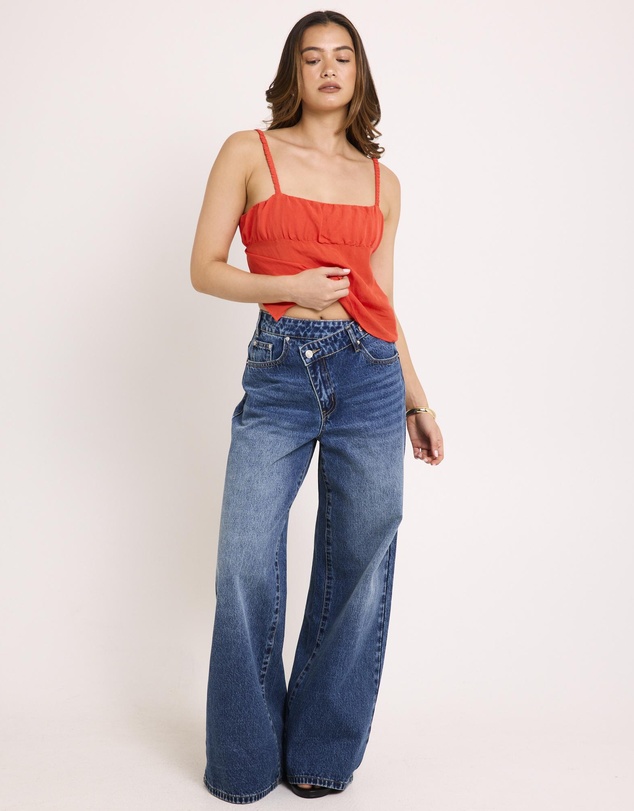 Subtitled - Meg Cross Over Straight Leg Denim Jeans