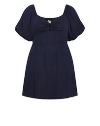 City Chic - Plus size Mani Balloon Sleeve Mini Dress - navy