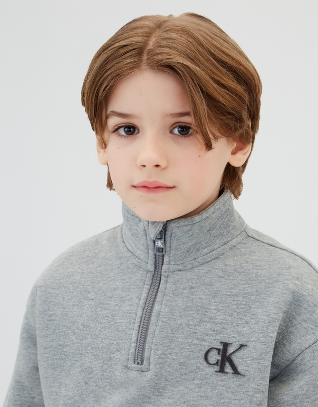 Calvin Klein Jeans - Boys Terry Monogram Flock Half Zip Sweatshirt
