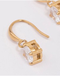 Lovisa - Waterproof Gold Plated Stainless Steel Cubic Zirconia Solitaire French Hook Earrings