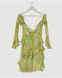 Revibe - Repaired Shona Joy Miller Long Sleeve Ruffle Mini Dress - AU 10