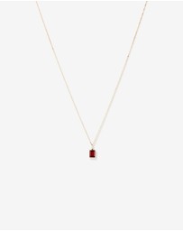 Michael Hill - Emerald Cut Red Garnet Gemstone Pendant Necklace in 10kt Yellow Gold