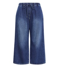 City Chic - Plus size Jorja Wide Leg Crop Denim Pant - mid wash