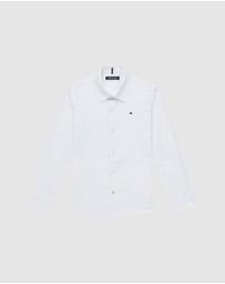 Tommy Hilfiger - Solid Stretch Poplin Long Sleeve Shirt - Kids