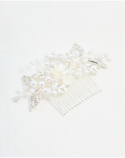 Lovisa - Silver Pearl Flower & Vine Hair Comb