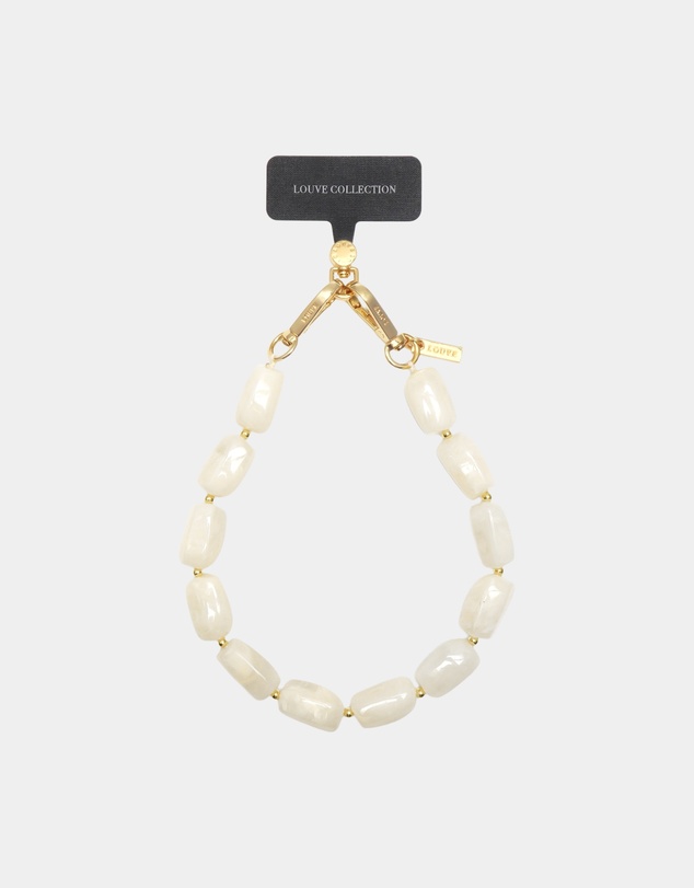 LOUVE COLLECTION - Universal Phone Strap Connector (Black) + Abbey Off-White Wristlet