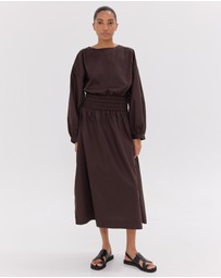 Cloth & Co. - The Shirred Billow Sleeve Dress | Brazil Nut