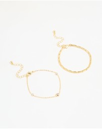 Lovisa - Gold Plated Cubic Zirconia & Chain Bracelets 2-Pack