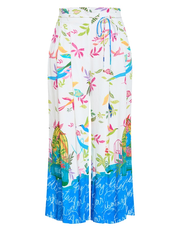 City Chic - Plus size Free Spirit Print Wide Leg Pant - ivory