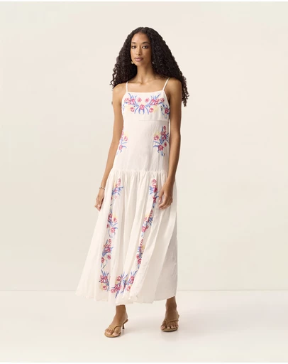 MOS The Label - Tulip Embroidery Midi Dress