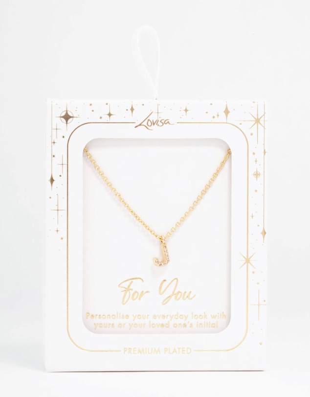 Lovisa - Gold Plated Cubic Zirconia Letter J Necklace
