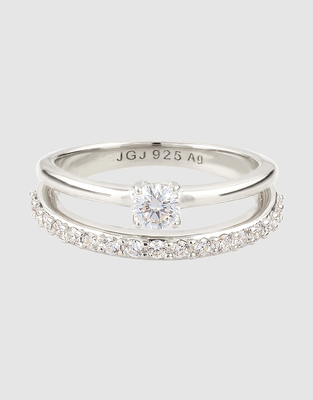 Elli Jewelry - Duet Pavé Ring in 925 Silver
