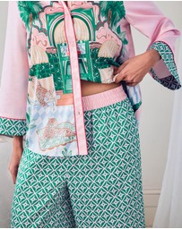 Chelsea Peers - Satin The Clubhouse Print Long Pyjama Set