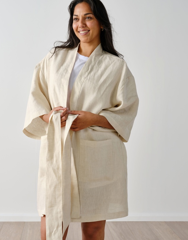 Linen House - Nimes Pure Linen Short Robe