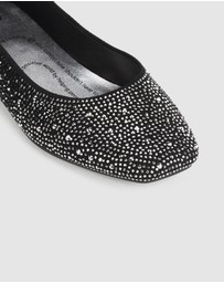 Rollie - Ballet Square Toe Rhinestone Flat