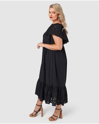 Pink Dusk by Curve Project - Girlz Broderie Maxi Dress