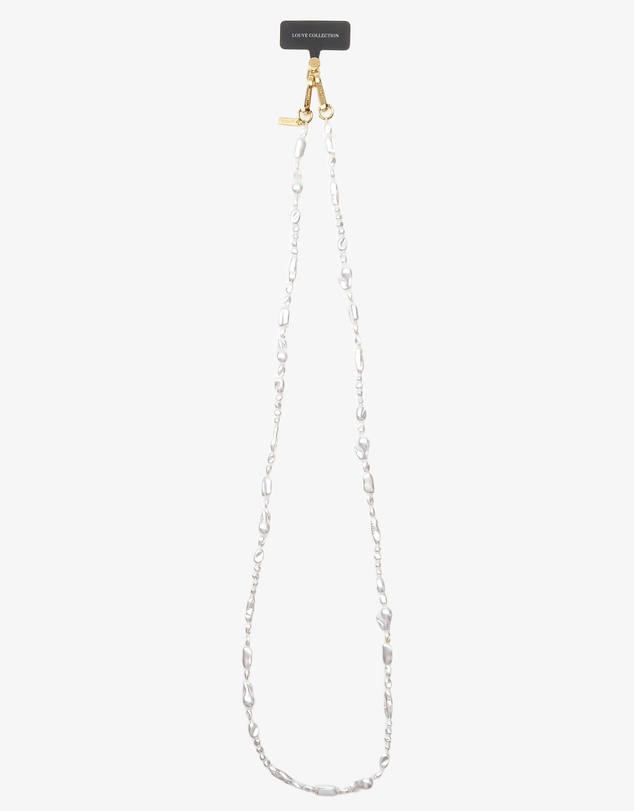 LOUVE COLLECTION - Universal Phone Strap Connector (Black) + Moon Pearl Chain