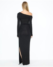 Dazie - Vibes Gathered Off Shoulder Jersey Maxi Dress