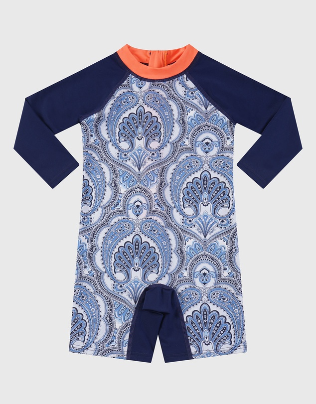 Aqua Blu Kids - Baroque Long Sleeve Sunsuit - Babies