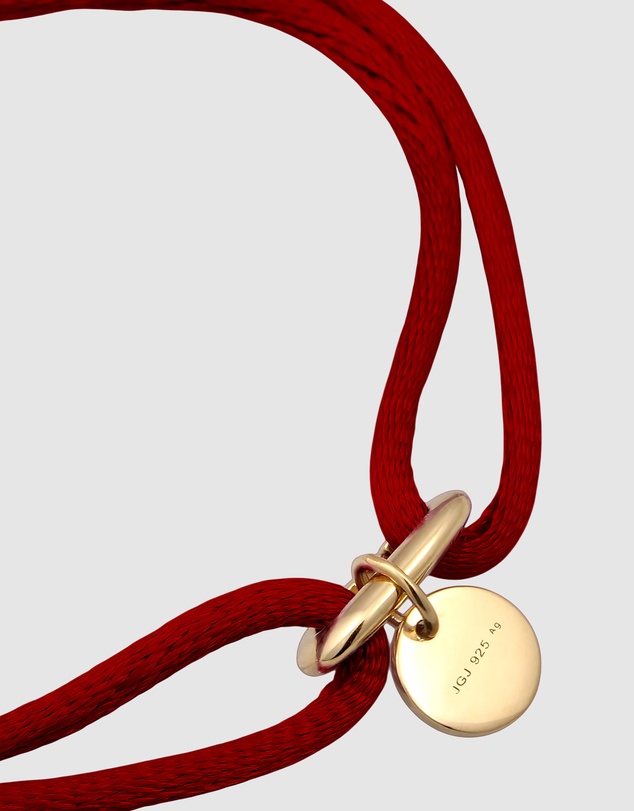 Elli Jewelry - Heart Charm Red Satin Bracelet