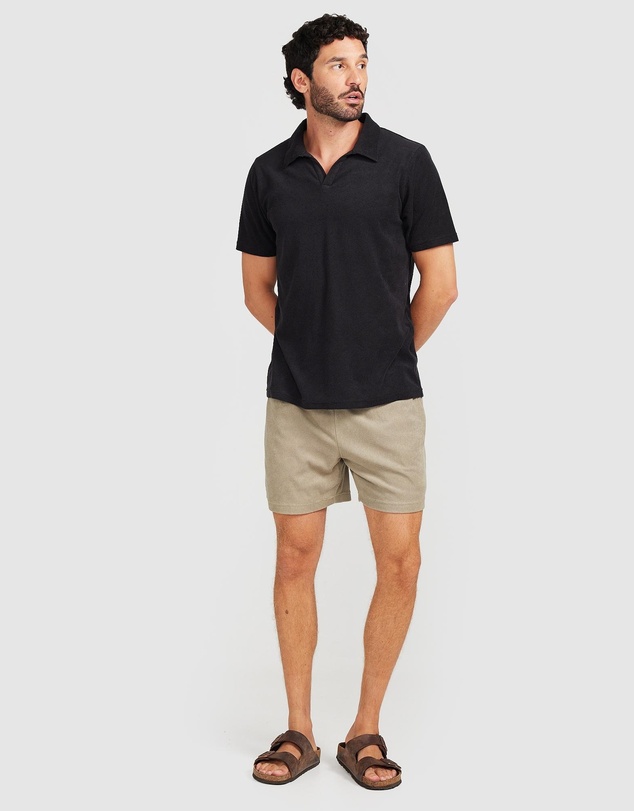 Vacay Swimwear - Black Terry Polo