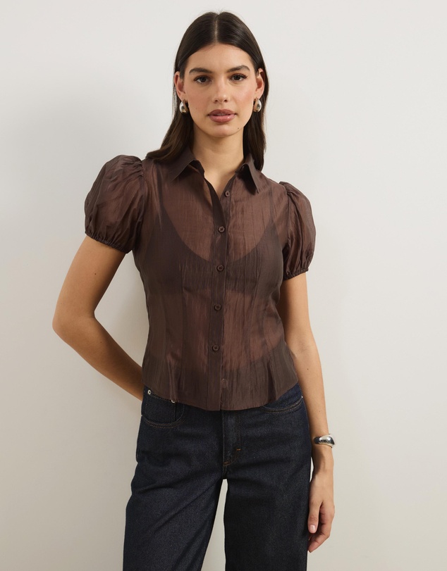 Atmos&Here - Kaia Organza Shirt with Removable Cami