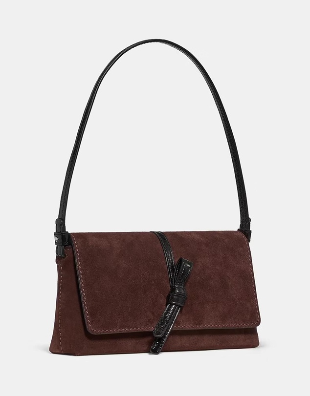 Kate Spade - Loop Suede And Crinkle Patent Leather Small Flap Shoulder Bag