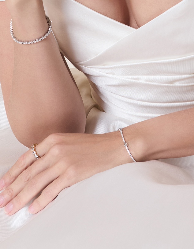 Wanderlust + Co - Heart Pave 925 Sterling Silver Petite Tennis Bracelet