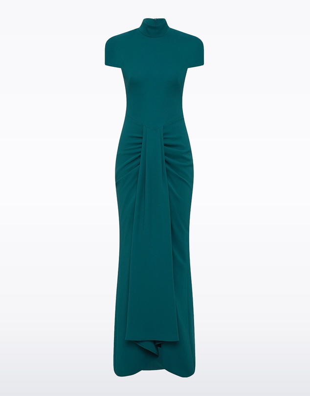 Carla Zampatti - Serpentine Crepe Cap Sleeve Gown