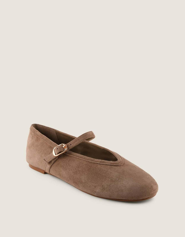 Shelly Shen - Rene Ballet Flats Taupe Suede